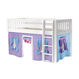 LOW RIDER27 WS : Play Loft Beds Twin Low Loft Bed with Straight Ladder + Curtain, Slat, White