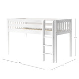 LOW RIDER27 WS : Play Loft Beds Twin Low Loft Bed with Straight Ladder + Curtain, Slat, White
