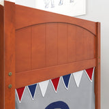 LOW RIDER44 CP : Play Loft Beds Twin Low Loft Bed with Straight Ladder + Curtain, Panel, Chestnut