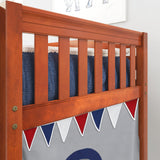 LOW RIDER44 CS : Play Loft Beds Twin Low Loft Bed with Straight Ladder + Curtain, Slat, Chestnut