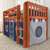 LOW RIDER44 CS : Play Loft Beds Twin Low Loft Bed with Straight Ladder + Curtain, Slat, Chestnut