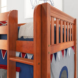 LOW RIDER44 CS : Play Loft Beds Twin Low Loft Bed with Straight Ladder + Curtain, Slat, Chestnut