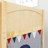 LOW RIDER44 NP : Play Loft Beds Twin Low Loft Bed with Straight Ladder + Curtain, Panel, Natural