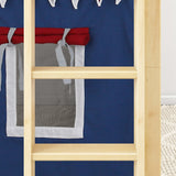 LOW RIDER44 NS : Play Loft Beds Twin Low Loft Bed with Straight Ladder + Curtain, Slat, Natural