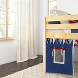 LOW RIDER44 NS : Play Loft Beds Twin Low Loft Bed with Straight Ladder + Curtain, Slat, Natural