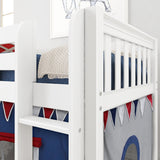 LOW RIDER44 WS : Play Loft Beds Twin Low Loft Bed with Straight Ladder + Curtain, Slat, White