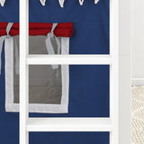 LOW RIDER44 WS : Play Loft Beds Twin Low Loft Bed with Straight Ladder + Curtain, Slat, White