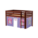 LOW RIDER56 CS : Play Loft Beds Twin Low Loft Bed with Straight Ladder + Curtain, Slat, Chestnut