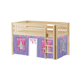 LOW RIDER56 NS : Play Loft Beds Twin Low Loft Bed with Straight Ladder + Curtain, Slat, Natural