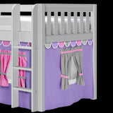 LOW RIDER56 WS : Play Loft Beds Twin Low Loft Bed with Straight Ladder + Curtain, Slat, White
