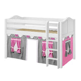 LOW RIDER57 WC : Play Loft Beds Twin Low Loft Bed with Straight Ladder + Curtain, Curve, White