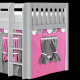 LOW RIDER57 WS : Play Loft Beds Twin Low Loft Bed with Straight Ladder + Curtain, Slat, White