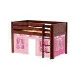 LOW RIDER64 CP : Play Loft Beds Twin Low Loft Bed with Straight Ladder + Curtain, Panel, Chestnut