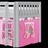 LOW RIDER64 WS : Play Loft Beds Twin Low Loft Bed with Straight Ladder + Curtain, Slat, White