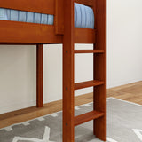 LOW RIDER CP : Standard Loft Beds Twin Low Loft Bed with Straight Ladder on Front, Panel, Chestnut