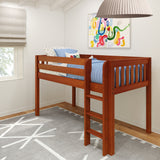 LOW RIDER CS : Standard Loft Beds Twin Low Loft Bed with Straight Ladder on Front, Slat, Chestnut