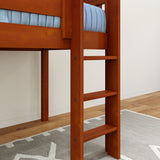 LOW RIDER CS : Standard Loft Beds Twin Low Loft Bed with Straight Ladder on Front, Slat, Chestnut
