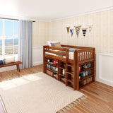 LOW RIDER LIB CS : Study Loft Beds Twin Library Low Loft, Slat, Chestnut