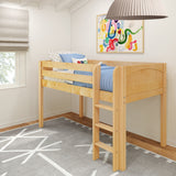 LOW RIDER NP : Standard Loft Beds Twin Low Loft Bed with Straight Ladder on Front, Panel, Natural
