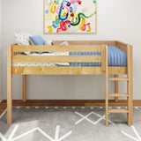 LOW RIDER NS : Standard Loft Beds Twin Low Loft Bed with Straight Ladder on Front, Slat, Natural