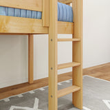 LOW RIDER NS : Standard Loft Beds Twin Low Loft Bed with Straight Ladder on Front, Slat, Natural