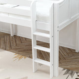 LOW RIDER WC : Standard Loft Beds Twin Low Loft Bed with Straight Ladder on Front, Curve, White
