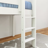 LOW RIDER WP : Standard Loft Beds Twin Low Loft Bed with Straight Ladder on Front, Panel, White