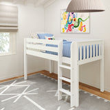 LOW RIDER WS : Standard Loft Beds Twin Low Loft Bed with Straight Ladder on Front, Slat, White