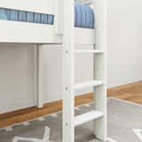 LOW RIDER WS : Standard Loft Beds Twin Low Loft Bed with Straight Ladder on Front, Slat, White