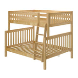 LUSH XL NS : Staggered Bunk Beds Full XL over Queen High Bunk Bed with Angled Ladder, Slat, Natural