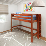 MACK CP : Standard Loft Beds Twin Mid Loft Bed with Straight Ladder on End, Panel, Chestnut