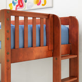 MACK CP : Standard Loft Beds Twin Mid Loft Bed with Straight Ladder on End, Panel, Chestnut