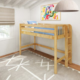 MACK NP : Standard Loft Beds Twin Mid Loft Bed with Straight Ladder on End, Panel, Natural