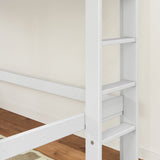 MACK WC : Standard Loft Beds Twin Mid Loft Bed with Straight Ladder on End, Curved, White