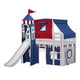 MARVELOUS44 WS : Play Loft Beds Twin Low Loft Bed with Straight Ladder, Curtain, Top Tent, Tower + Slide, Slat, White