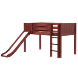 MARVELOUS CP : Loft Bed Twin Low Loft Bed with Slide and Straight Ladder on Front, Chestnut Panel