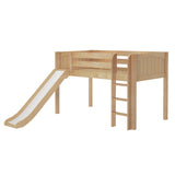 MARVELOUS NP : Loft Bed Twin Low Loft Bed with Slide and Straight Ladder on Front, Natural Birch Panel