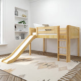MARVELOUS NP : Loft Bed Twin Low Loft Bed with Slide and Straight Ladder on Front, Natural Birch Panel