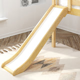 MARVELOUS NP : Loft Bed Twin Low Loft Bed with Slide and Straight Ladder on Front, Natural Birch Panel