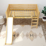 MARVELOUS NP : Loft Bed Twin Low Loft Bed with Slide and Straight Ladder on Front, Natural Birch Panel