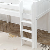 MARVELOUS WP : Loft Bed Twin Low Loft Bed with Slide and Straight Ladder on Front, Classic White Panel