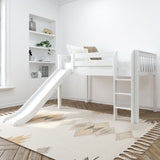 MARVELOUS WS : Loft Bed Twin Low Loft Bed with Slide and Straight Ladder on Front, Classic White Slats