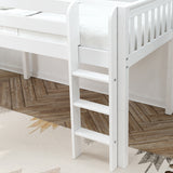 MARVELOUS WS : Loft Bed Twin Low Loft Bed with Slide and Straight Ladder on Front, Classic White Slats