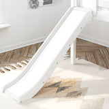 MARVELOUS WS : Loft Bed Twin Low Loft Bed with Slide and Straight Ladder on Front, Classic White Slats