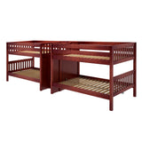 MEGA XL CS : Multiple Bunk Beds Full XL Quadruple Bunk Bed with Stairs, Slat, Chestnut