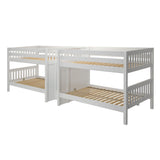 MEGA XL WS : Multiple Bunk Beds Full XL Quadruple Bunk Bed with Stairs, Slat, White