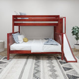 MELD XL CS : Play Bunk Beds Twin XL over Queen High Bunk Bed with Slide Platform, Slat, Chestnut