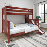 MELD XL CS : Play Bunk Beds Twin XL over Queen High Bunk Bed with Slide Platform, Slat, Chestnut