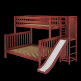 MELD XL CS : Play Bunk Beds Twin XL over Queen High Bunk Bed with Slide Platform, Slat, Chestnut