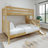 MELD XL NS : Play Bunk Beds Twin XL over Queen High Bunk Bed with Slide Platform, Slat, Natural